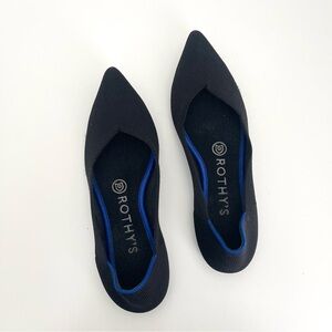 Rothy’s The Point Solid Black Knit Ballet Flats Minimalist Business Shoes Size 7